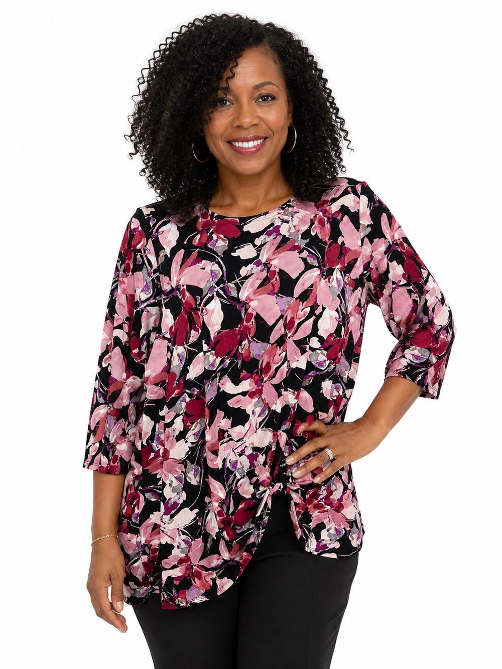 Cocomo Multicolor Floral Blouse Ruched Sides Size 2XL